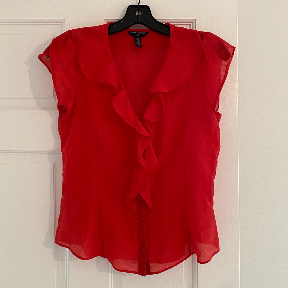 Banana Republic Sheer Red Blouse